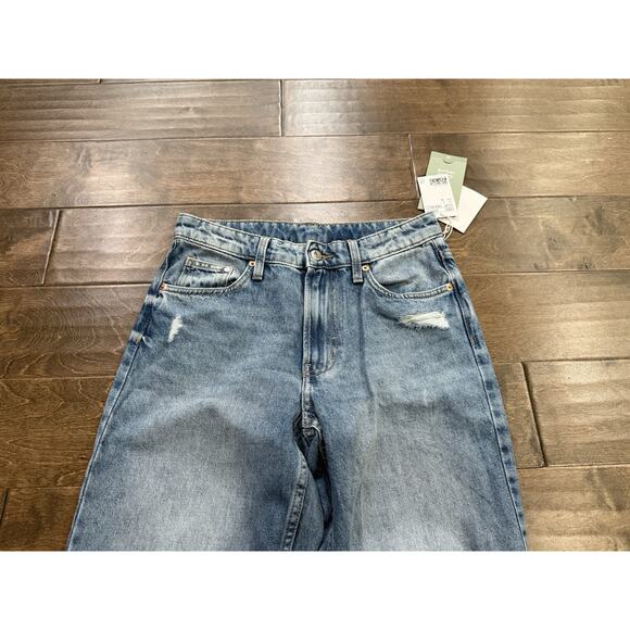 H&M Womens Blue Baggy Low Waist Distressed Taille Basse Denim Jeans Size 2 NWT - Picture 4 of 9